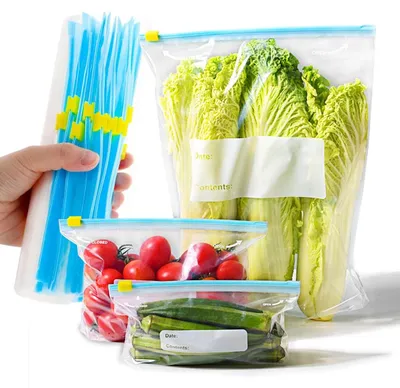 Gefrierbeutel 50 Stück, wiederverwendbar, 3 Größen, PE, transparent