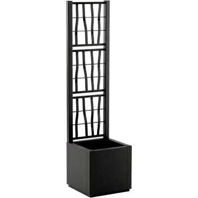 Image de Bac à fleurs - ETHICA - Graphite - Carré avec treillis - 38 L - STEFANPLAST