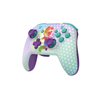 A Nintendo Switch Pro Controller with a custom design featuring Mario and stars.