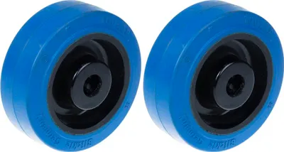 Produktbild von 80mm 3" Rad aus blauem Gummi mit Nylonkern, 280kg belastbar, 2er Set