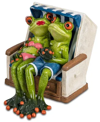 Froschpaar im Strandkorb, 16 cm, Kunststein, Dekofiguren