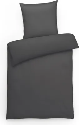 Produktbild von Interlock Jersey Bettwäsche 155x220 Anthrazit Uni Bettwäsche einfarbig Bettbezug 155 x 220