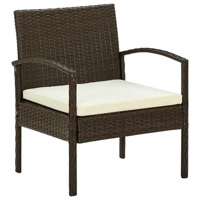 Zdjęcie produktu dla VidaXL 45794, Taras, Obite siedzisko, Poliester, Technorattan, Stal, Kremowy, Biały, 580 mm, 580 mm