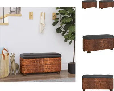 A collage of images showing storage benches with cushions, some in a room setting and others as standalone product shots.