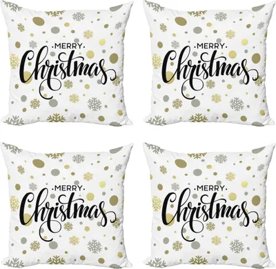 Produktbild von ABAKUHAUS Weihnachten Kissenbezug Set (4 Stück), Merry Xmas Snowflake, Moderner Doppelseitiger Digitaldruck, 40 cm x 40 cm, Mehrfarbig