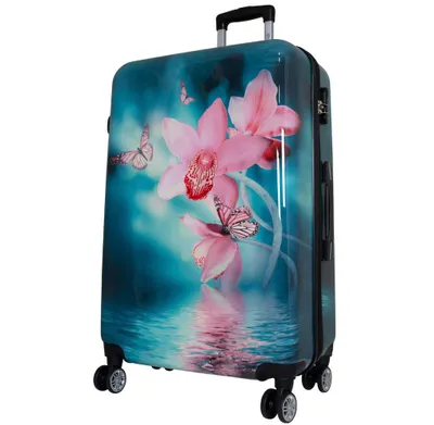 Produktbild von Polycarbonat Großer Reisekoffer Orchidee 77 cm Motivkoffer Dehnfalte
