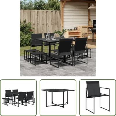 Produktbild von The Living Store 9-tlg. Garten-Essgruppe Schwarz Textilene