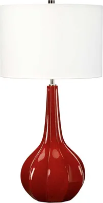 Obrázek produktu pro Keramická stolní lampa Upton, červeno-bílá, 1xE27x60W, keramika / sádra, rozměry: 71,5 x 36 x 23,7 cm, IP20, Elstead