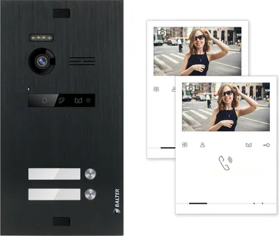 Produktbild von BALTER EVO Schwarz 2-Draht BUS 4.3" Quick Monitor Video Türsprechanlage Set für 2 Familienhaus