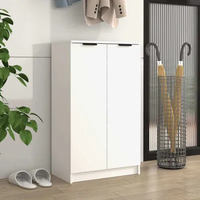 Image de vidaXL Armoire à chaussures blanc 59x35x100,5 cm Bois composite