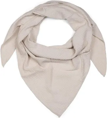 Productafbeelding van Famanu driekhoekige sjaal van katoen - effen kleur - lichte stof - beige halsdoek - one size