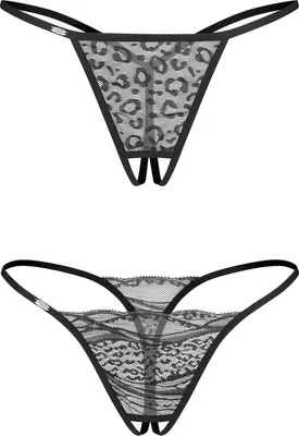 Zdjęcie produktu dla Obsessive - Bianca 2-Pack stringi bez krocza - czarny