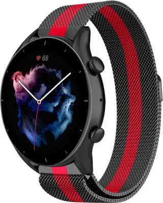Produktbild von Strap-it Milanese Armband - Kompatibel mit Amazfit GTR 3 (Pro) Armband Ersatzarmband Edelstahl - Armband mit Magnetverschluss - Hochwertiges Material - für Smartwatch 22mm Armband Rot