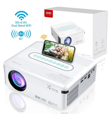 Zdjęcie produktu dla Projektor, rozdzielczość 1080P HD, łączność bezprzewodowa, biały, wtyczka UE-a