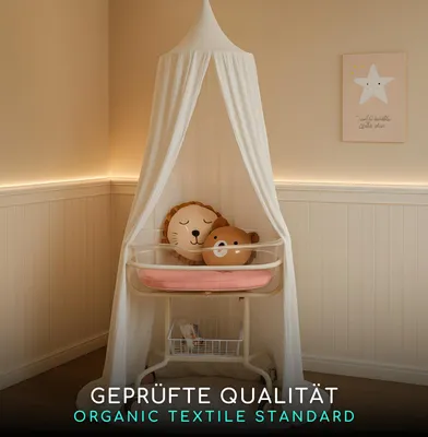 Image de Baldaquin en cotonmousseline | Ciel de lit 250 x 50 cm pour chambre d'enfant | Blanc