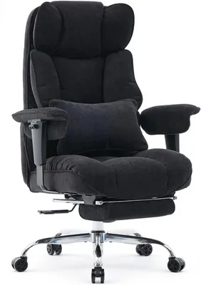 Obrázok produktu pre Ergonomická kancelárska stolička potiahnutá umelou kožou (PU), manažérska stolička, kancelárska stolička, nosnosť 200 kg, s podnožkou a opierkou chrbta, nastaviteľná stolička s vysokým operadlom, čierna