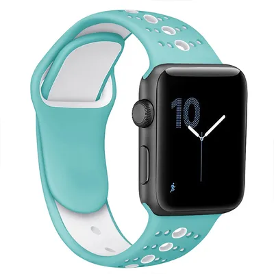 Produktbild von BStrap Silicone Sport Armband für Apple Watch 42/44/45mm, Teal White