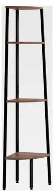 Produktbild von Eckregal mit 4 Ablagen in Dunkelbraun und Schwarz 45,5x31,5x150 cm, Standregal, Regal, Lagerregal, Bücherregal, Aufbewahrungsregal