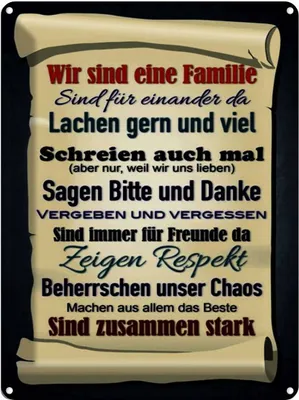 Produktbild von vianmo Blechschild 40x30 cm wir sind eine Familie zusammen Spruch Zitat