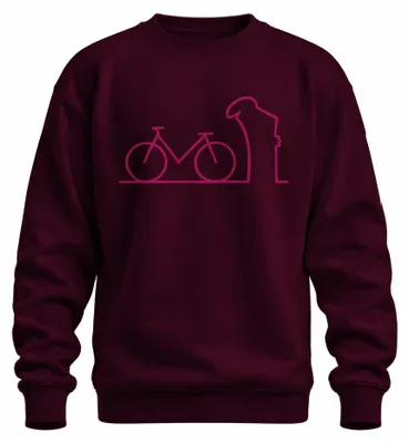 Imagen del producto de Sudadera con cuello redondo, diseño "La Linea Fahrrad Balum Strichmännchen Osvaldo", estilo dibujo animado, color burdeos, talla L