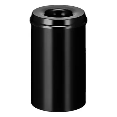 Produktbild von Selbstlöschender Papierkorb & Abfallsammler aus Metall | 20 Liter, HxØ 42,6x26cm | Schwarz