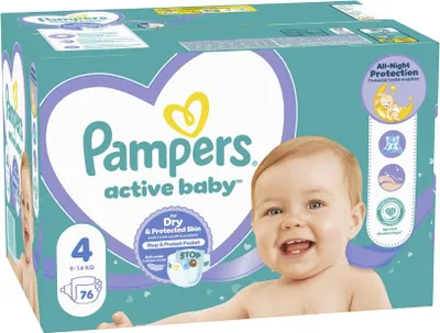 Obrázok produktu pre Pampers – Plienky – Baby Dry veľkosť 4 – 76 plienok – 1 kus