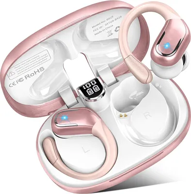Produktbild von Kopfhörer Kabellos Bluetooth 5.3 mit 4 ENC Mic, 75Std 3D Stereo In Ear Kopfhörer Bluetooth mit Ohrhaken, Dual LED Anzeige, IP7 Wasserdicht Ohrhörer