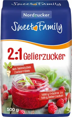Produktbild von Sweet Family Gelierzucker 2zu1 VPE (14x500g Packung) + usy Block
