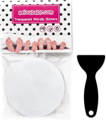 Imagen del producto de Adhesivos antideslizantes para baño, transparentes, de 10 cm, paquete de 15 unidades, para bañera y ducha