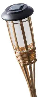 Produktbild von Solar Fackel aus Bambus mit Flammensimulation für Garten, 61cm Höhe, 9cm Durchmesser