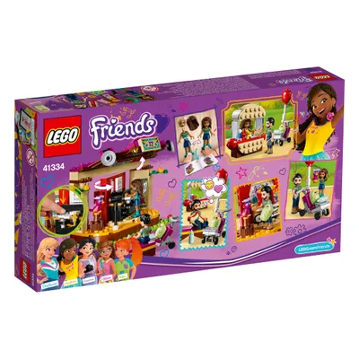 The back of a LEGO Friends playset box, showing various scenes and characters from the set.