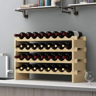 Produktbild von Weinregal für 32 Flaschen, 4 Ebenen, Holz, 90x30x54cm