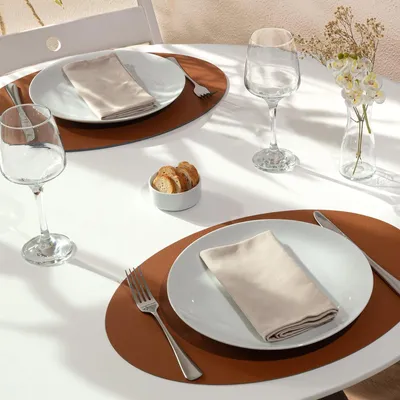 Produktbild von Tischsets oval 4er Set 33x45 cm – recyceltes Leder – Nutmeg