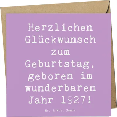 Produktbild von Mr. & Mrs. Panda Glückwunschkarte Spruch 1927 Geburtstag - Lavendeltraum - Geschenk, anlasskarte, Grußkarte, Herzlichen Glückwunsch zum, faltkarte, Alter, glückwünsche