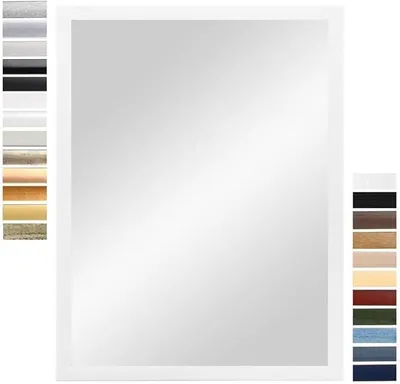 Productafbeelding van Wandspiegel 45 x 150 cm (buitenmaat) in mat wit | Kleur en afmetingen naar keuze | Spiegels voor het hele lichaam | Spiegels voor badkamer en hal | Met houten frame | Gemaakt in Duitsland