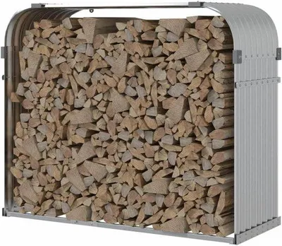 Productafbeelding van Brandhoutopslag - Houtrek - Haardhout Opslag - Weerbestendig Verzinkt - 120 x 45 x 100 cm - Zilver