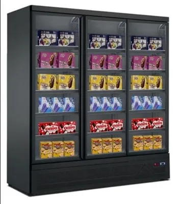 Produktbild von Gastro Tiefkühlschrank | Lagertiefkühlschrank | 3 Glastüren | Schwarz | 1530 Liter | -22 bis -18 °C | Gewerbe Gefrierschrank