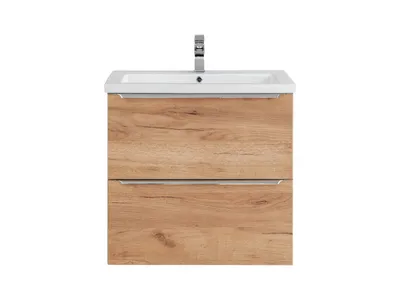 Zdjęcie produktu dla Szafka Pod Umywalkę 60 Cm Dąb Złoty 2 Szuflady Łazienkowa