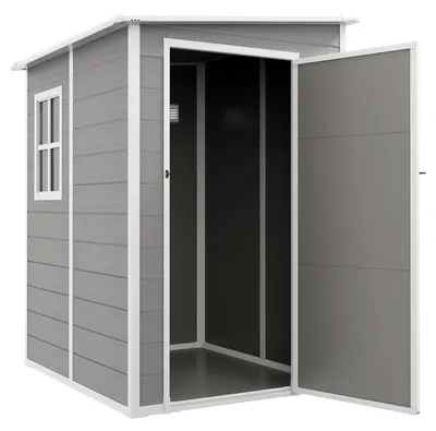 Image de Abri de jardin en aluminium avec porte et fenêtre | Couleur : Gris | Dimensions : 149 x 122 x 192/177 cm