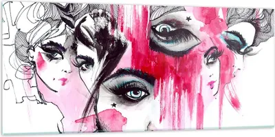 Produktbild von Bilder auf glas - Frauen Gesichter Augen illustration - 120x50cm - Glasbilder - Wandbilder - Kunstdruck - Wanddekoration aus Glas - Glas Bilder - Wandbild auf Glas - GAB120x50-3095