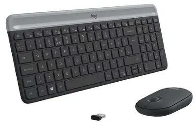 Immagine prodotto di Kit tastatura + mouse senza fili Logitech MK470, Slim, Negru Grafit