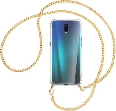 Produktbild von Handykette Backcover-Schutzhülle mit Band (Metall goldfarben) für Oppo R17 / RX17 - goldfarbene Kette