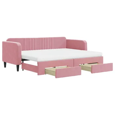 Obrázek produktu pro vidaXL Rozkládací postel se zásuvkami růžová 80x200 cm Velvet
