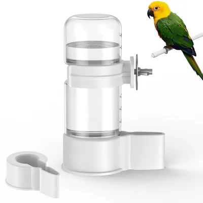 Obrázek produktu pro Automatický dávkovač vody pro ptáky, plast, bílý, objem 140 ml, vhodný pro andulky, korely a další malé ptáky