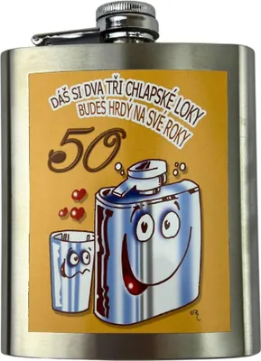 Obrázek produktu pro Dárková placatka - plaskule - 200 ml - Dáš si dva tři chlapské loky - 50tka