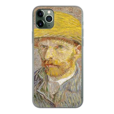 Produktbild von MuchoWow® Handyhülle Schutzhülle Hülle für iPhone 11 Pro Max Selbstbildnis mit Strohhut - Vincent van Gogh Silikon Softcase Handy Hülle - Schutz