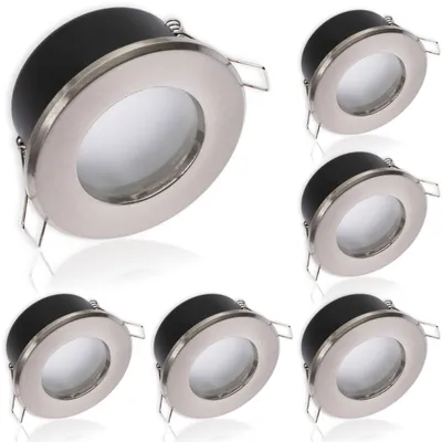 Produktbild von LUMILED Einbaustrahler LED Spots Badezimmer 6x Einbauleuchte Einbauspot Satin rund Aluminium IP44 inkl. 6W Leuchtmittel GU10 Warmweiß 3000K 120°