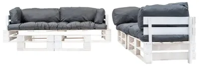 Imagen del producto de vidaXL Juego de jardín de palets de 6 piezas con cojines, color gris, madera