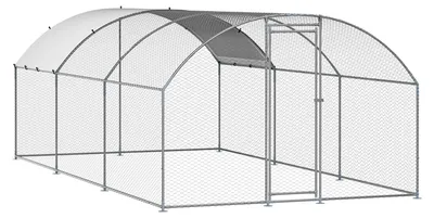 Produktbild von SucceBuy Großer Hühnerstall, 3x6x2 m, begehbarer Auslauf mit Abdeckung, Gehege mit Doppeldach & Sicherheitsschloss, geeignet für Enten & Kaninchen, ideal für Hinterhof, Bauernhof, Hof
