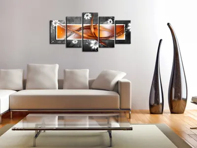Produktbild von Akustikbild Abstrakt 200x100 cm Bilder Hochleistungsschallabsorber Schallschutz Vlies Leinwand Akustikdämmung 5 tlg Wandbild Raumakustik Schalldämmung 020101-138